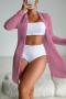 sexy 5 colors padded see through mesh three-piece swimsuit_White_Pink