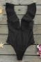 sexy padded deep v cascading ruffle one-piece swimsuit(new added colors)_Black