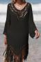sexy cut out crochet 5 colors tassel loose cover-up(only cover-up)_Black