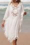 sexy cut out crochet tassel 5 colors loose cover-up(only cover-up)_Black_White