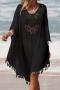 sexy cut out crochet tassel 5 colors loose cover-up(only cover-up)_Black