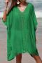 sexy cut out crochet 5 colors v-neck loose cover-up(only cover-up)_Black_White_Magenta_Green