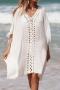 sexy cut out crochet 5 colors v-neck loose cover-up(only cover-up)_Black_White