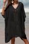 sexy cut out crochet 5 colors v-neck loose cover-up(only cover-up)_Black