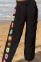 stylish 5 colors hollow crochet stitching beach pants cover-up_Black