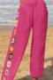 stylish 5 colors hollow crochet stitching beach pants cover-up_Black_White_Magenta