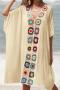 sexy 6 colors cut out crochet stitching v-neck loose beach dress cover-up_Black_White_Magenta_Green_Blue_Beige