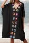 sexy 6 colors cut out crochet stitching v-neck loose beach dress cover-up_Black