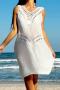 sexy cut out crochet 5 colors v-neck loose beach dress cover-up(only cover-up)_Black_White
