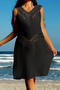 sexy cut out crochet 5 colors v-neck loose beach dress cover-up(only cover-up)_Black