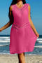 sexy cut out crochet 5 colors v-neck loose beach dress cover-up(only cover-up)_Black_White_Magenta