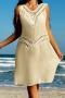 sexy cut out crochet 5 colors v-neck loose beach dress cover-up(only cover-up)_Black_White_Magenta_Blue_Beige