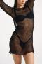 sexy slight stretch solid see-through backless knitted cover-up (only cover-up)_Black