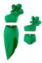mom parent-child pure color 3d flower decor padded three-piece swimsuit_Black_Green