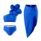 mom parent-child pure color 3d flower decor padded three-piece swimsuit_Black_Green_Blue