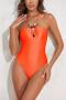 sexy orange 13 colors padded hollow faux gemstone decor one-piece swimsuit_Black_White_Gray_Pink_Magenta_Orange