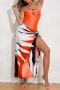sexy orange padded faux gemstone one-piece swimsuit & skirt(skirt only one size)_Black_White_Gray_Pink_Magenta_Orange