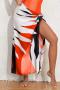 sexy orange 11 colors chiffon digital printing wrap skirt cover-up_Pink_Rose Red_Magenta_Orange