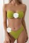 sexy 3d flower decor padded removable straps bikini set_Magenta_Green