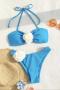 sexy 3d flower decor padded removable straps bikini set_Magenta_Green_Blue