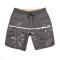 men plus size slight stretch leaf printing quick dry surf rafting board shorts_Black_Dark Gray