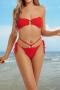 sexy 4 colors orange crochet unpadded ring linked bandeau bikini set_White_Red