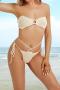 sexy 4 colors orange crochet unpadded ring linked bandeau bikini set_White_Red_Orange_Beige