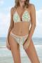 sexy 3 colors crochet unpadded halter-neck triangle bikini set_Green