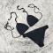 sexy 10 colors orange cut out crochet unpadded halter-neck triangle bikini set_Black
