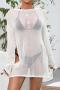 sexy see through mesh 3 colors long sleeve beach cover-up(only cover-up)_Black_White