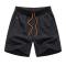 casual plus size non-stretch simple solid color loose quick-drying beach shorts_Black