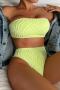 sexy 3 colors padded bandeau tankini set_Black_Light Green
