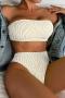 sexy 3 colors padded bandeau tankini set_Black_Light Green_Beige