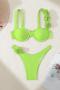 sexy 3d flower decor 4 colors padded underwire backless sling bikini set_Black_Red_Light Green