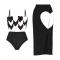 sexy color-block heart padded high waist sling three-piece swimsuit_White