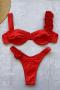 sexy 7 colors 3d flower decor padded underwire bikini set_Black_Pink_Red