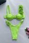sexy 7 colors 3d flower decor padded underwire bikini set_Black_Pink_Red_Magenta_Green