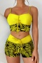 stylish plus size leaf print padded drawstring tankini set(new added colors)_Black_Red_Yellow