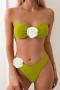 sexy color-block 3d flower padded removable straps bikini set_Watermelon Red_Green