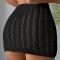 new sexy 3-color lace-up hollow sunscreen knit skirt cover-up(only cover-up)_Black