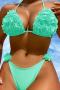 s-xl new sexy padded 5-color petal lace-up halterneck bikini set_Magenta_Orange_Light Green_Aqua Green