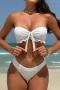 sexy 3 colors special fabric padded bandeau bikini set_Black_White