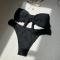 sexy 3 colors special fabric padded bandeau bikini set_Black