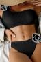 new stylish padded 10-color applique suspender tankini set_Black