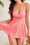 new sexy plus-size padded 11-color cross hollow lace-up tankini set_Black_Pink