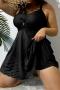 sexy plus size 5 colors cut out padded high waist tankini set_Black