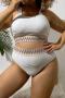 stylish plus size 4 colors padded high waist tankini set_Black_White