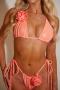sexy 4 colors 3d flower padded halter-neck triangle bikini set_White_Pink