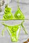 sexy 4 colors 3d flower padded halter-neck triangle bikini set_White_Pink_Light Green