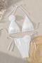 sexy 4 colors 3d flower padded halter-neck triangle bikini set_White